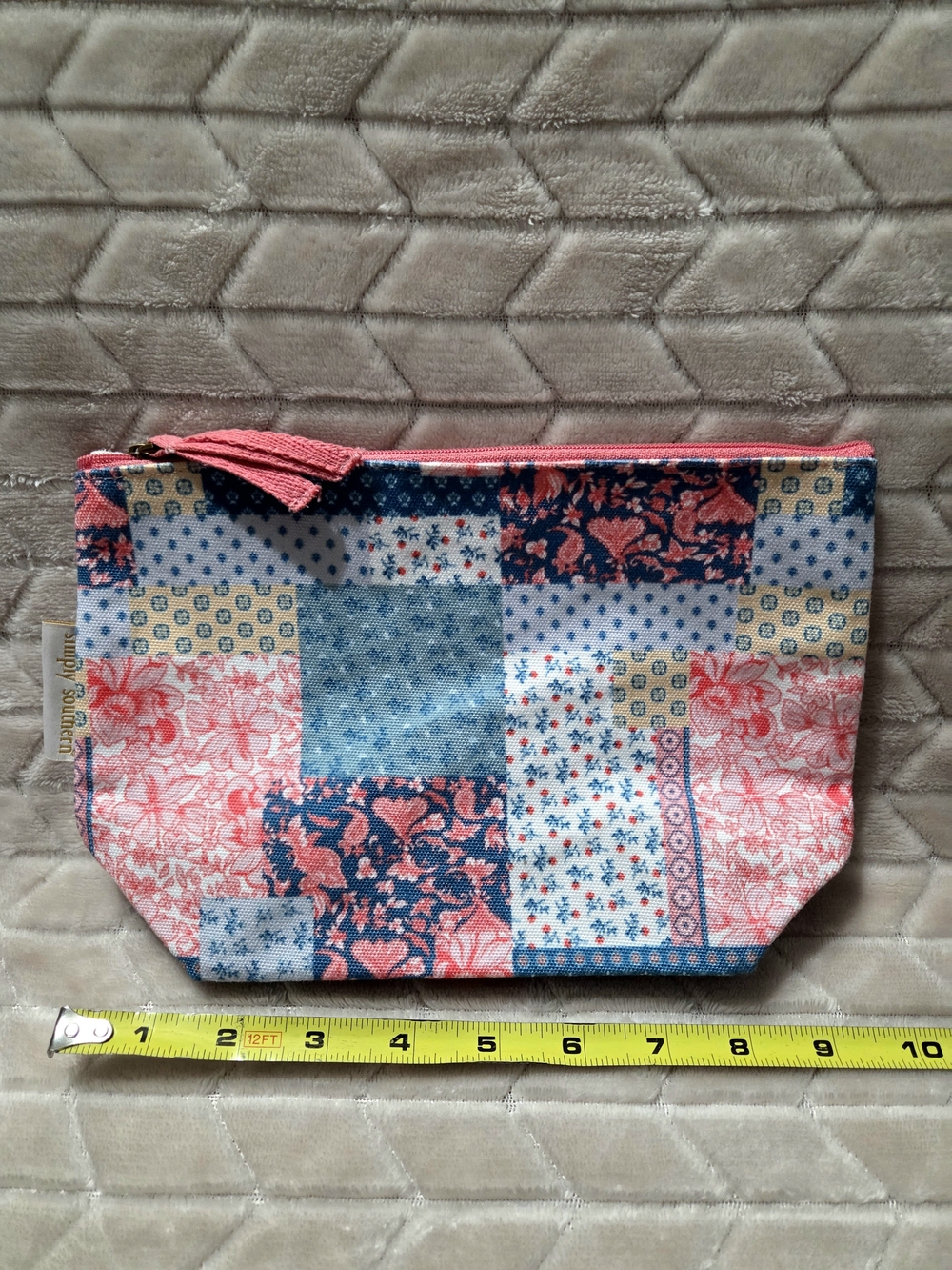 Like New Simply Southern Patchwork Floral Cosmetic Pouch - Pink, Blue, Navy